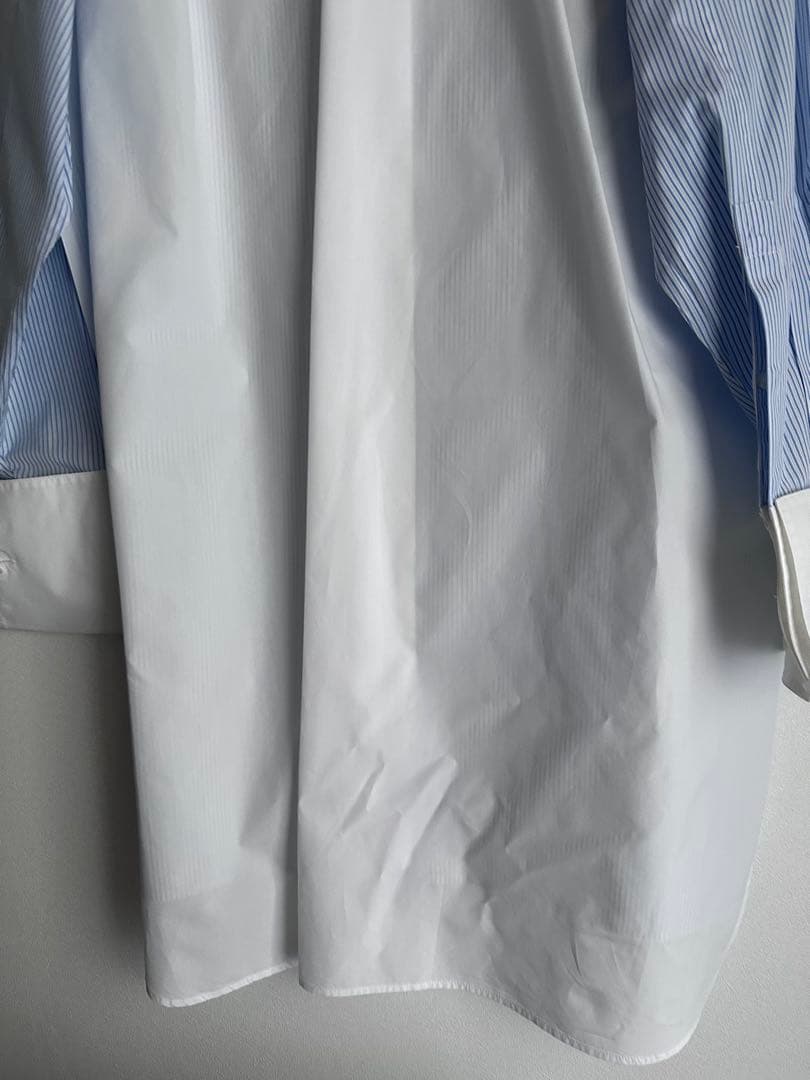 ロエベ　ロングシャツ　ストライプ切替 長袖シャツ アシンメトリー　サイズ32