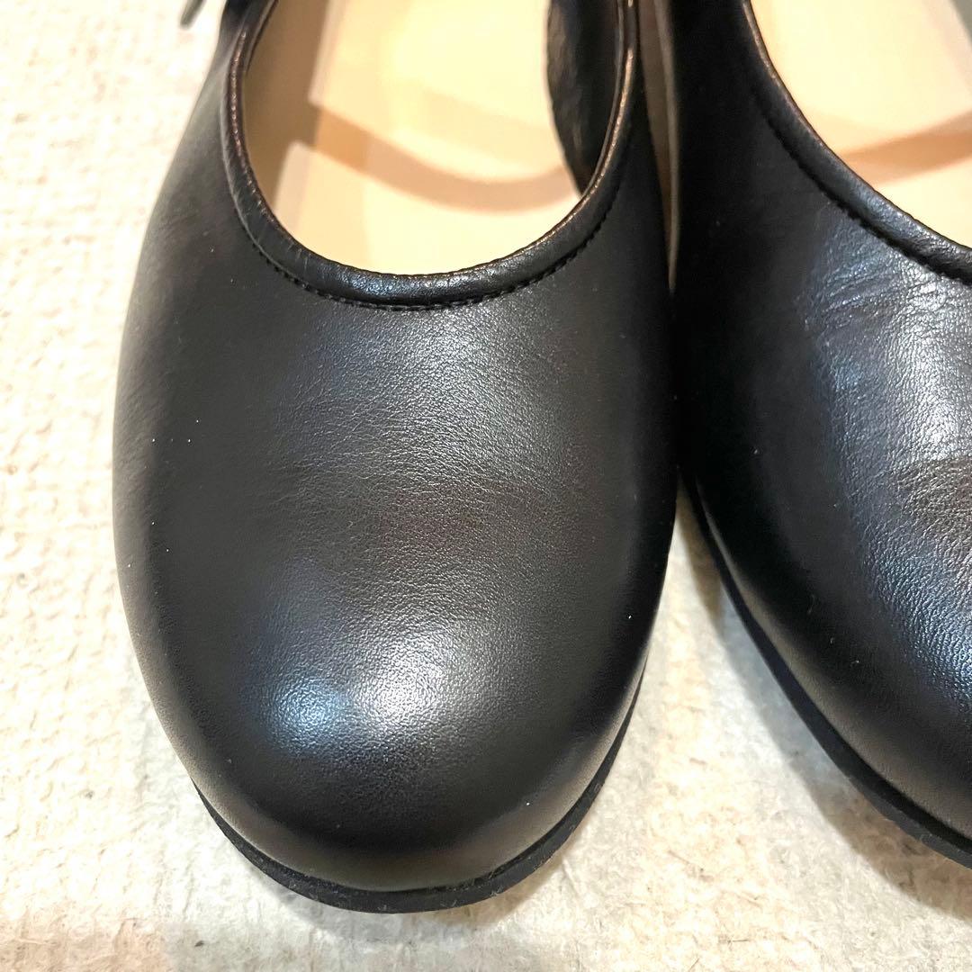 マーガレットハウエル ストラップ フラットシューズ メリージェーン 黒 23.5