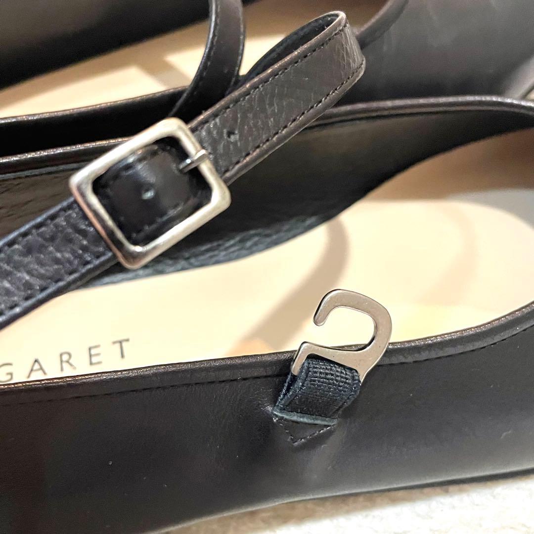 マーガレットハウエル ストラップ フラットシューズ メリージェーン 黒 23.5