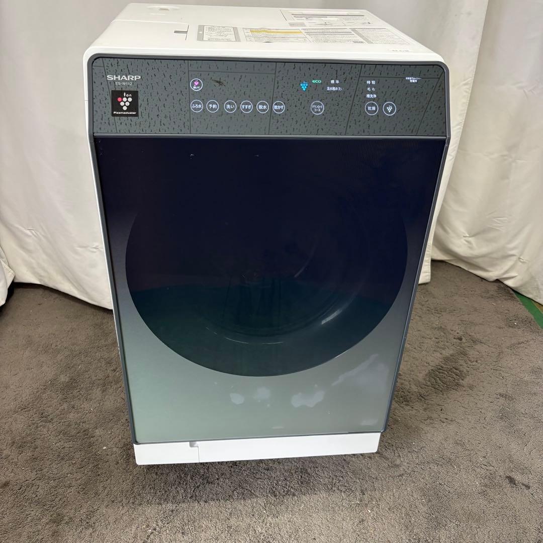 77⭕️設置無料　ドラム式洗濯機　SHARP　11キロ　安い　左開　中古　綺麗