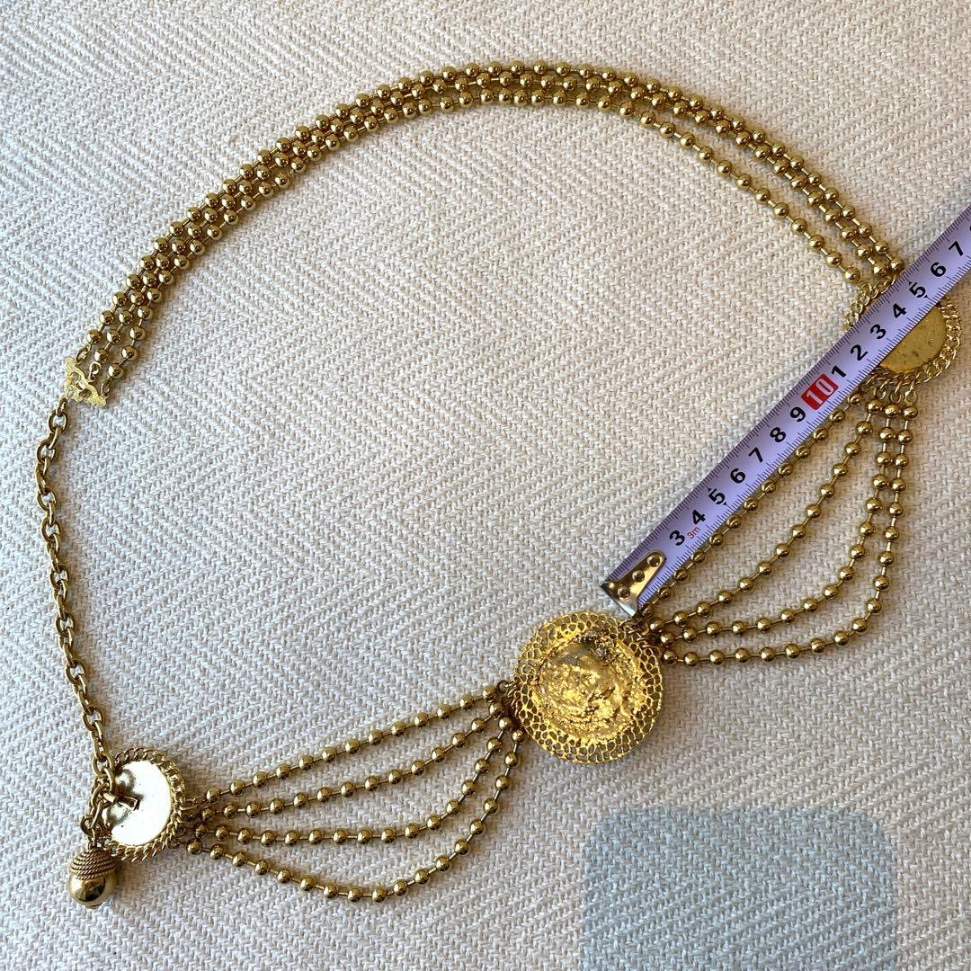 80s vintage オリエンタル ピンク 3連ボールチェーンアラビックベルト