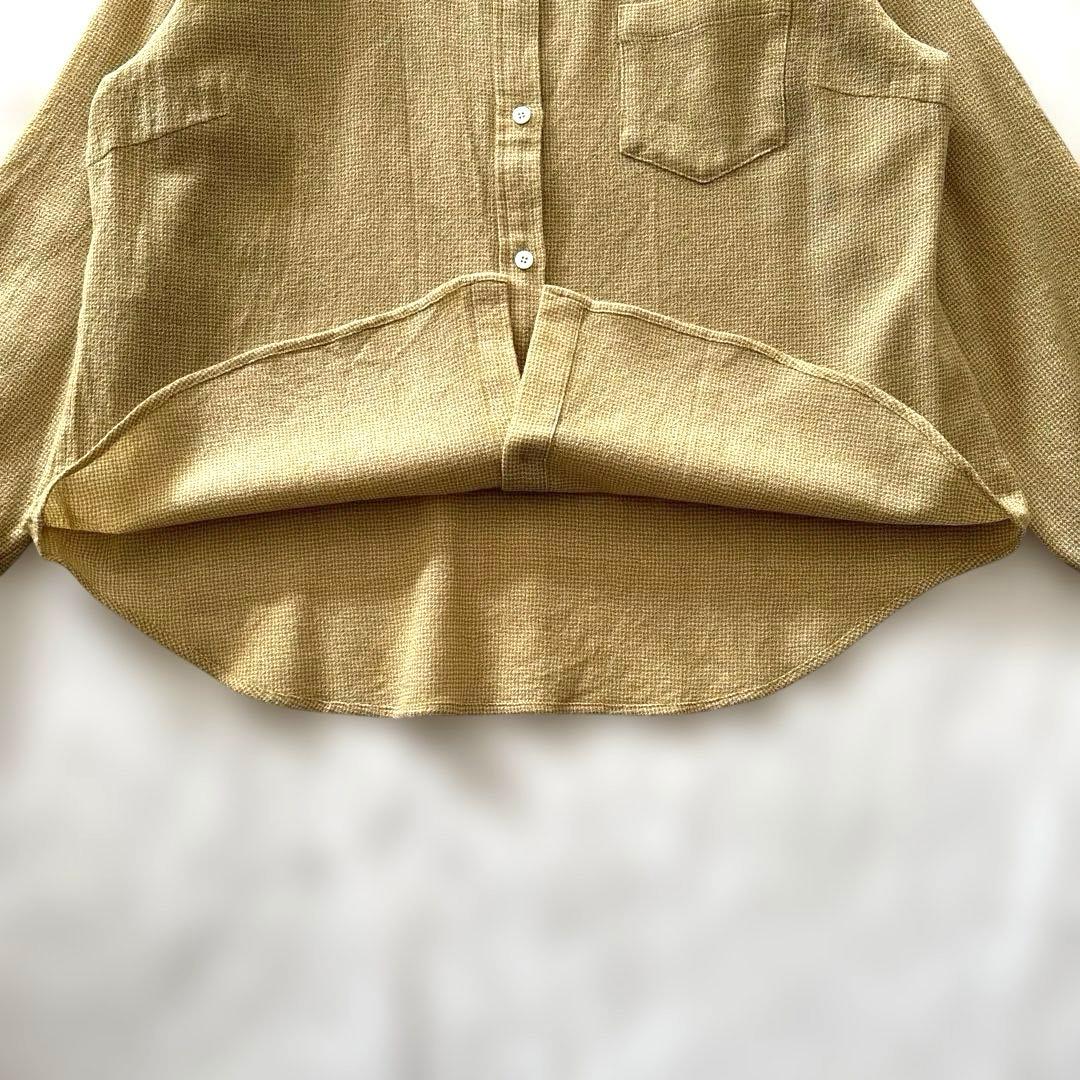 日々 小森縫製 ウール千鳥のスタンドカラーシャツ 千鳥格子 イエロー