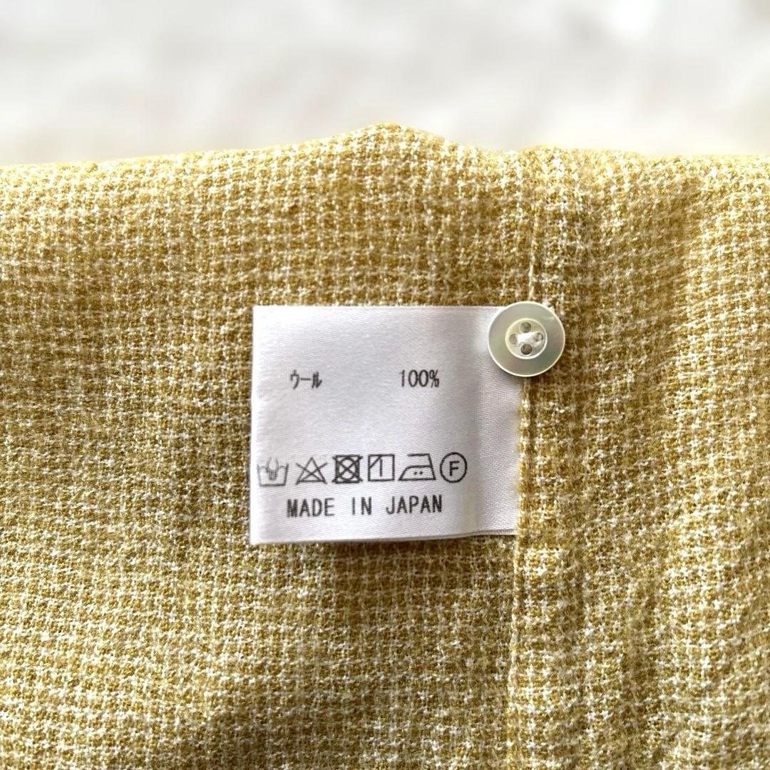 日々 小森縫製 ウール千鳥のスタンドカラーシャツ 千鳥格子 イエロー