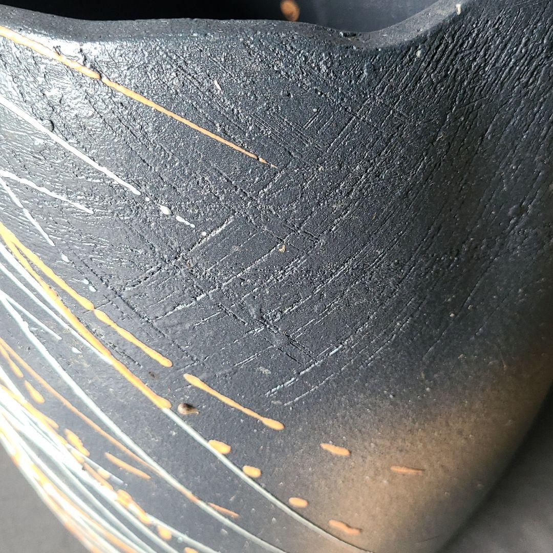 信楽焼傘立てイッチン掛け 高さ３８cm