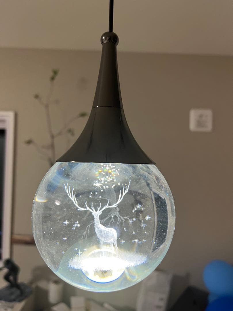 鹿のデザイン ガラス製ペンダントライト スポットライト　ダクトレール　LED