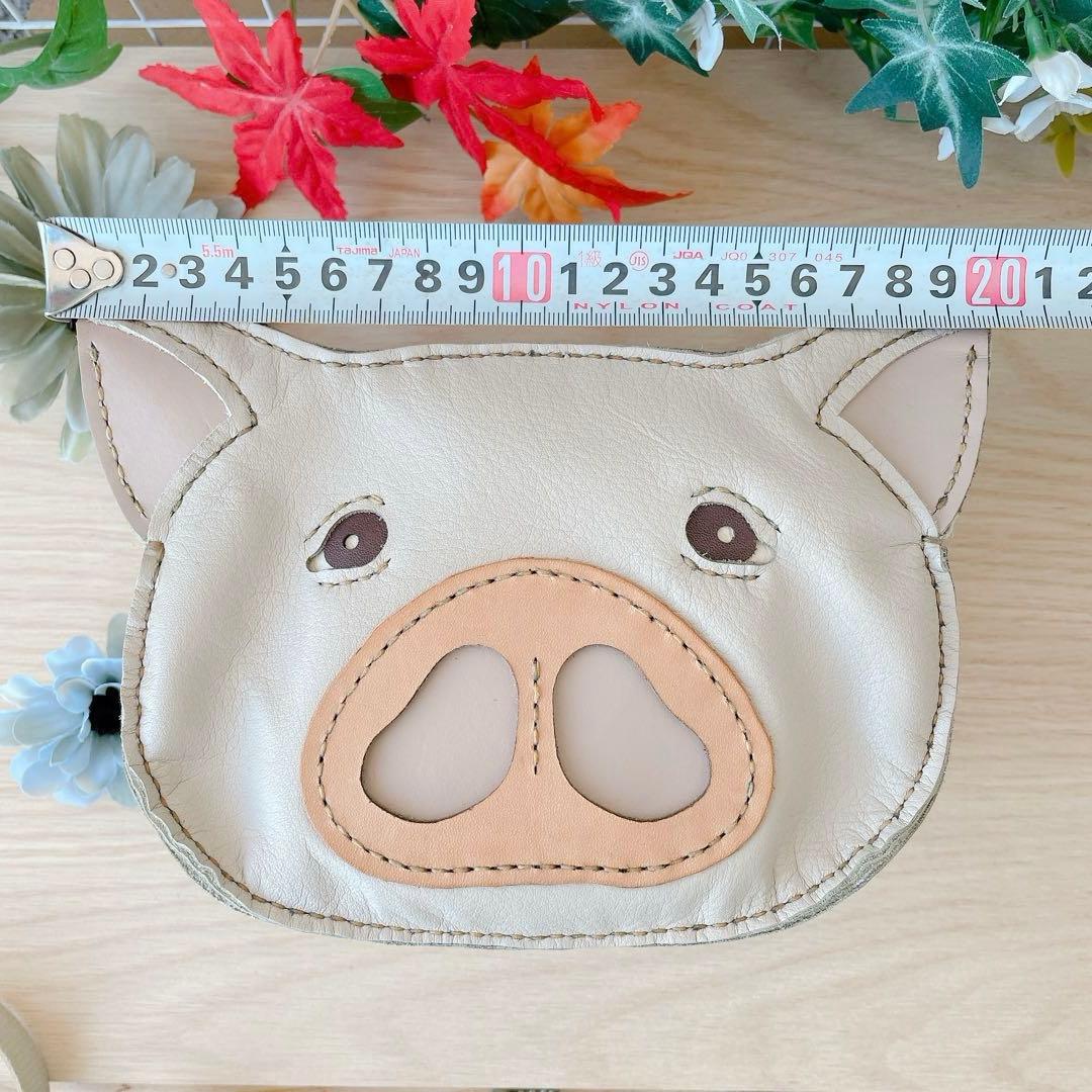 豚さんのポーチ 本革　手縫い　小物入れ