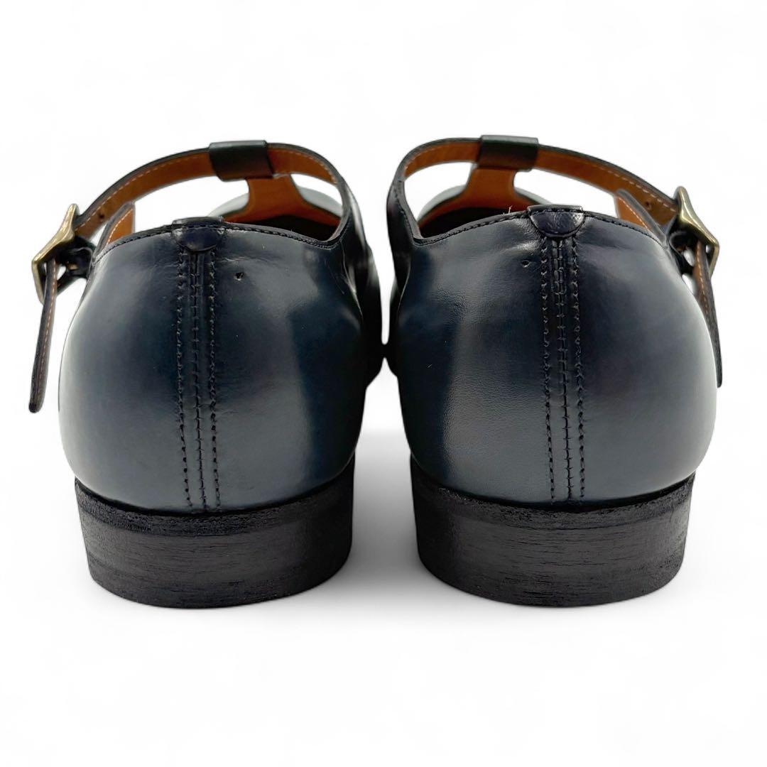 【極美品】 R.U. ベス T字ストラップシューズ 38 カーフレザー ネイビー