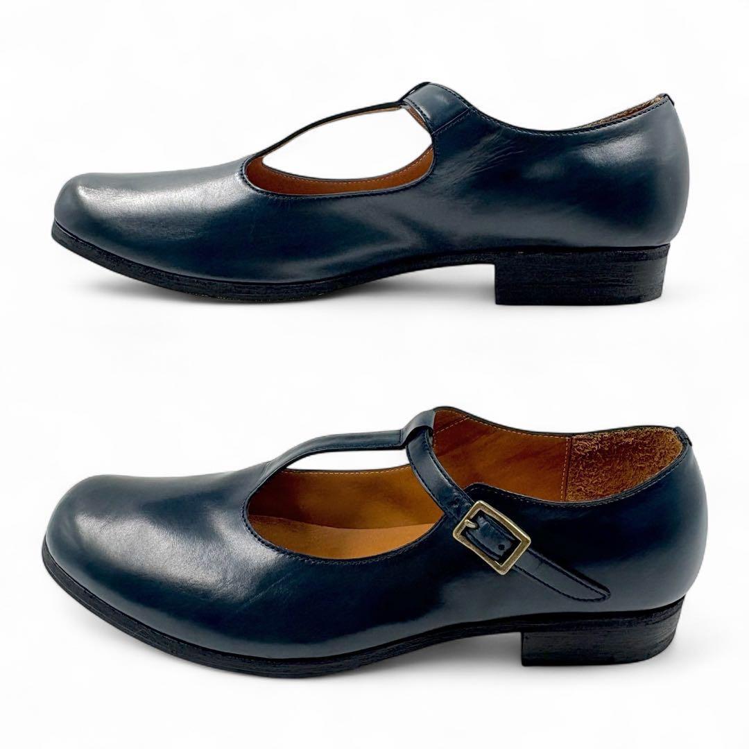 【極美品】 R.U. ベス T字ストラップシューズ 38 カーフレザー ネイビー