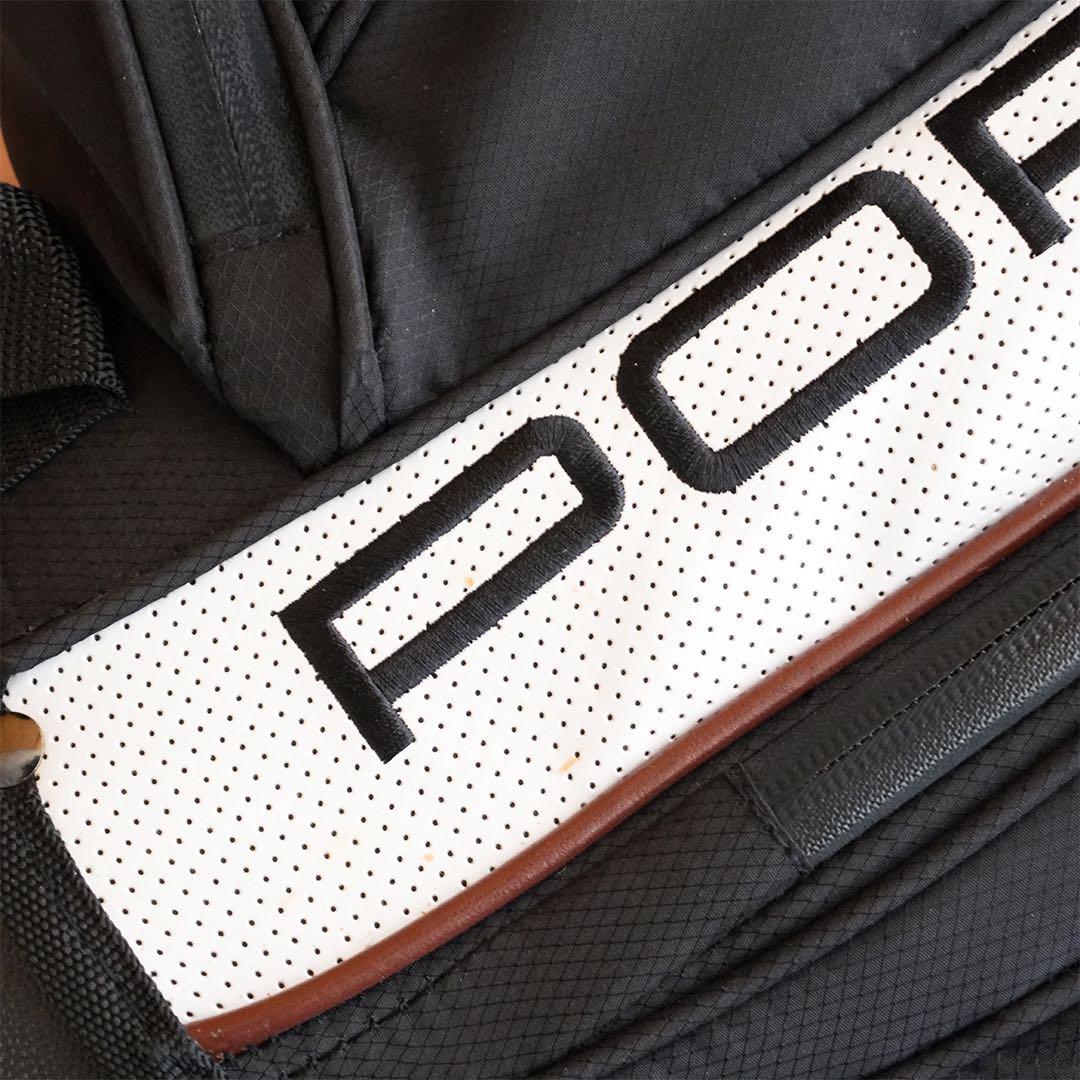 [未使用] Porsche キャディバッグ ブラック/ホワイト/焦茶のパイピング