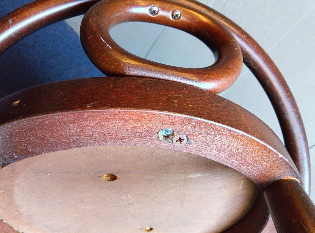 木製バースツール 背もたれ付き 全長約86cm ヴィンテージ