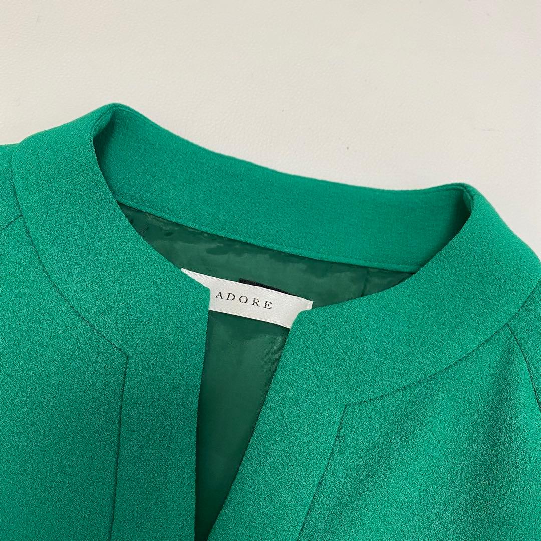 美品 ADORE アドーア ライトアムンゼンワンピース グリーン 38