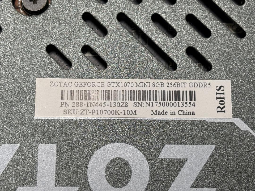 グラフィックボード・グラボ・ビデオカード ZOTAC GeForce GTX 1070 Mini 8GB
