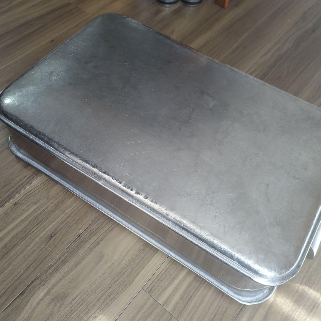 蓋なしアルミ飯台　ジャンクガーデン　アンティーク　昭和古道具　骨董　レトロ