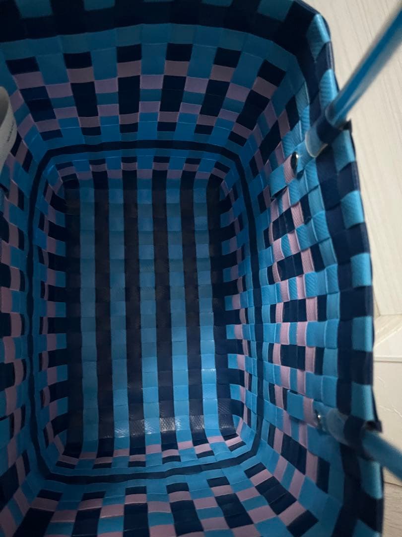 MARNI チェック柄 かごバッグ　ブルー