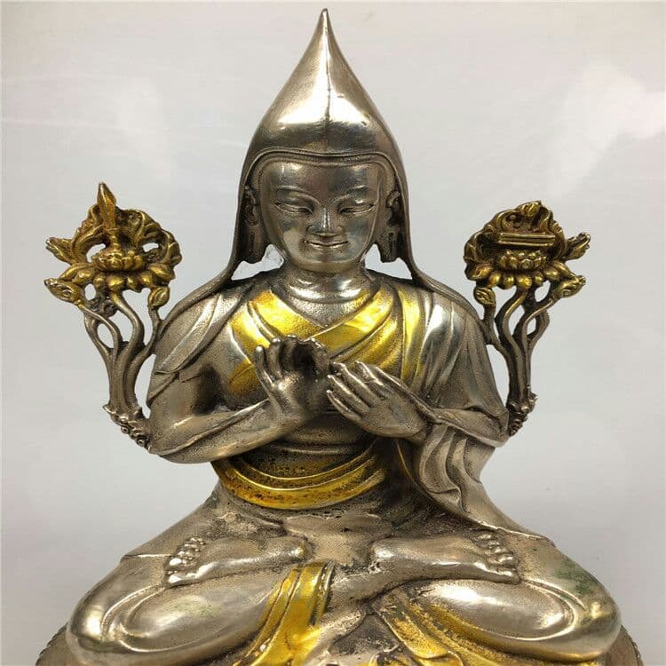古玩芸品白銅宗喀巴仏像置物インテリア置物