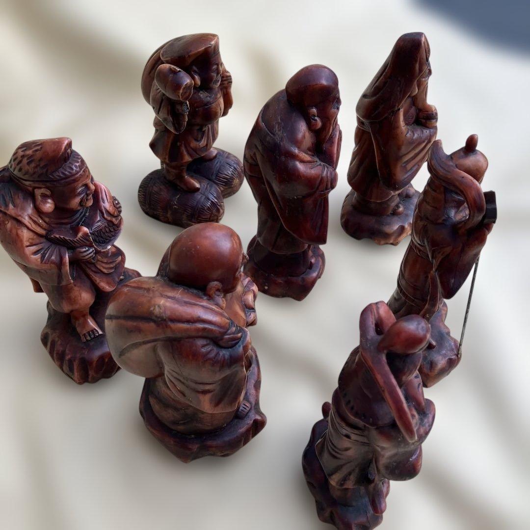 (383)樹脂製と思われる七福神 彫刻 7体セット