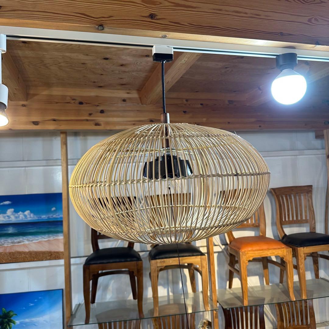 はる【訳あり】バリ島ラタン天井照明Φ50cm 通常18,150円がなんと！