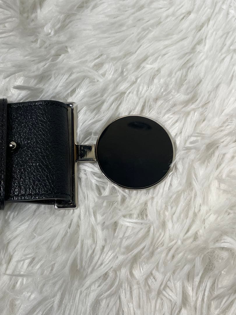 BVLGARI 本革 太ベルト ブラック シルバー金具 ロゴバックル