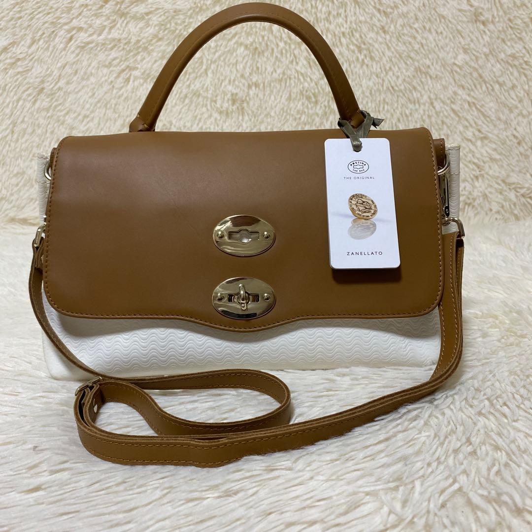 ザネラート ポスティーナ レザー ターンロック ハンドバッグ 2WAY 美品