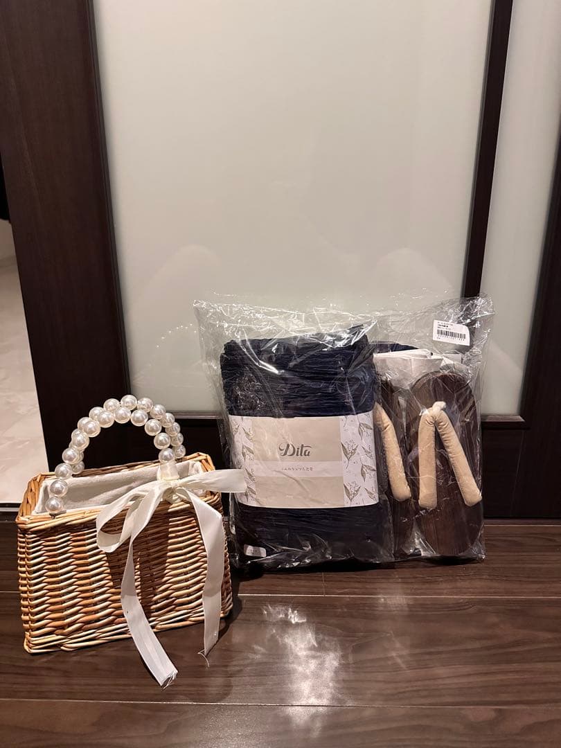 Dita 浴衣・帯・下駄・着付け本・腰紐　バッグ6点セット 夕凪の和調古典