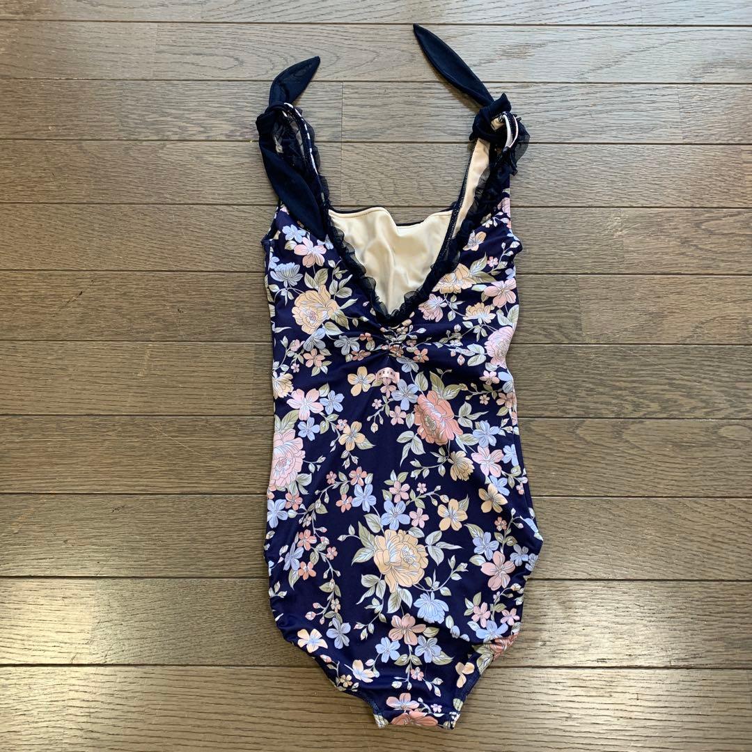 スティナ　フラワープリント ネイビー ワンピースレオタード