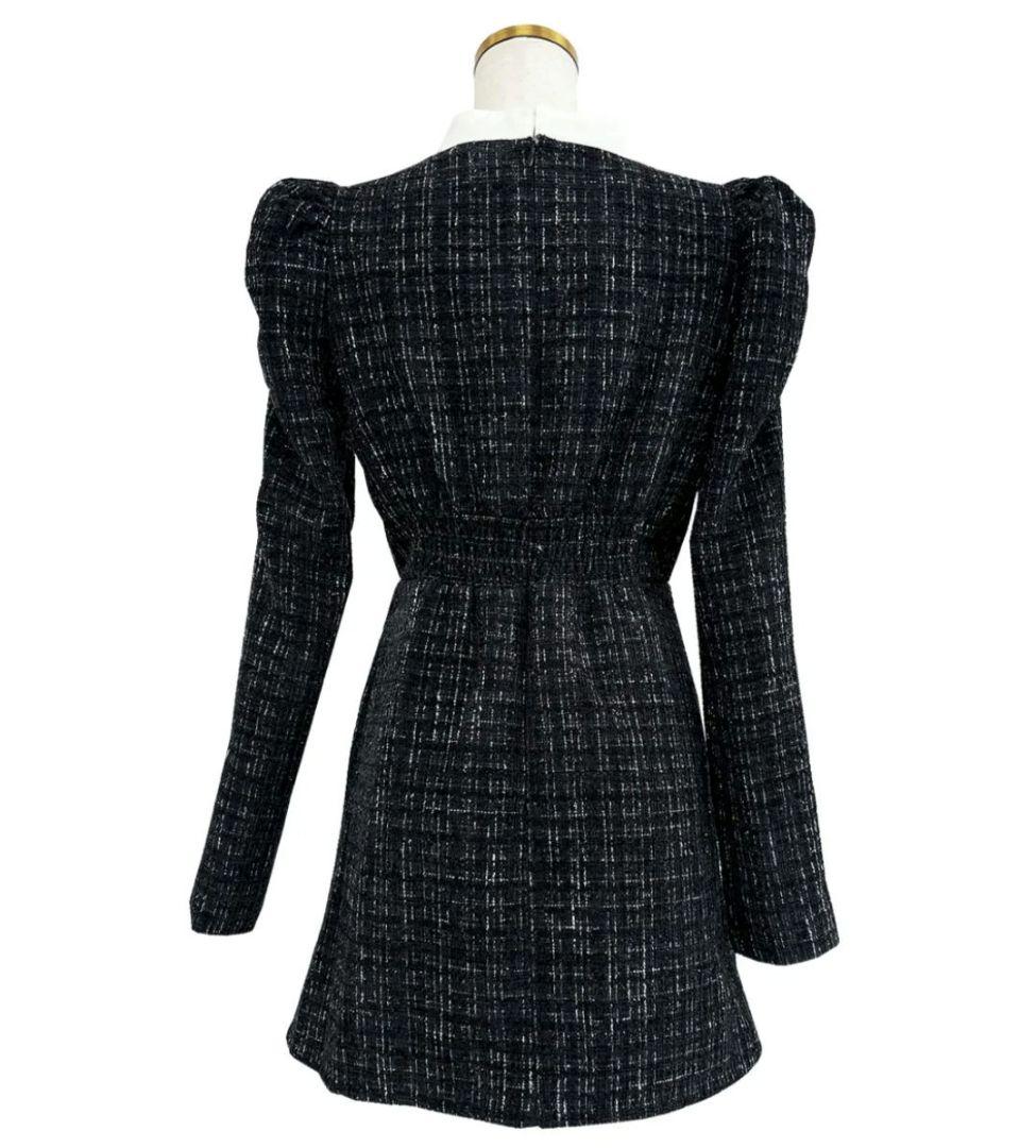 ワンピース ribbon tie tweed mini onepiece M