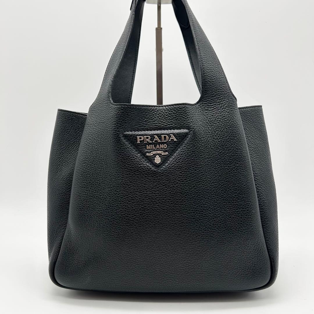 PRADA ミディアム レザー トート ヴィッテロダイノ 1BG335 ブラック