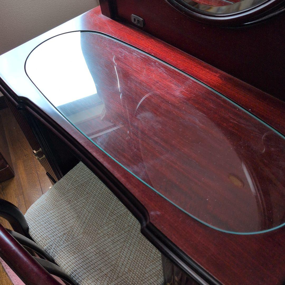 ダークブラウン ドレッサー・ミエミラー最高級銅引鏡　鏡台　美品 椅子別売り