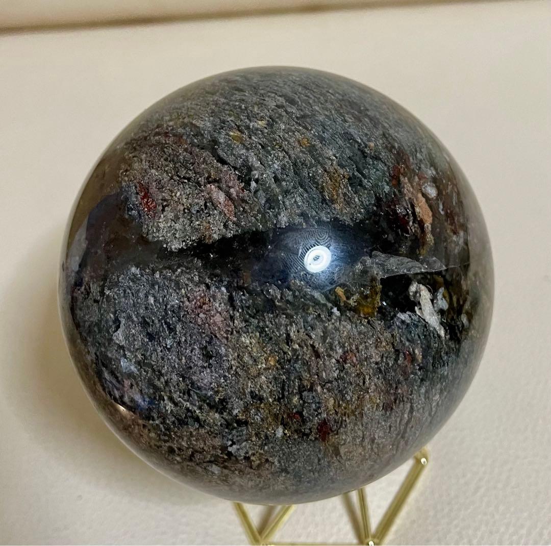 ガーデンクォーツ マリアナ海溝模様 スフィア 庭園水晶 浄化 約1キロ 虹入