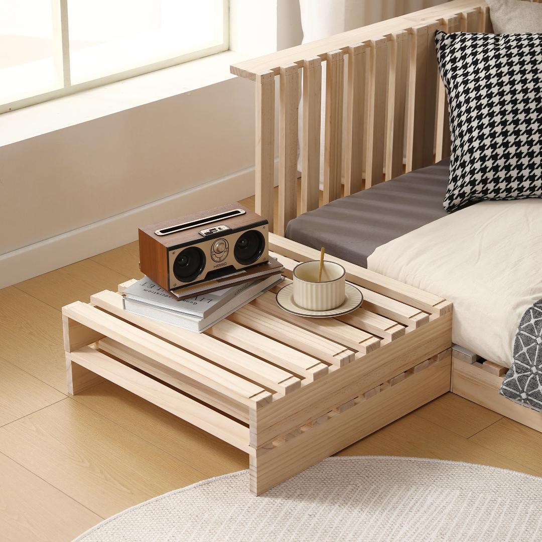 【新品】パレットベッド 50*50cm16枚 コンセント付 天然木 組み換え自由