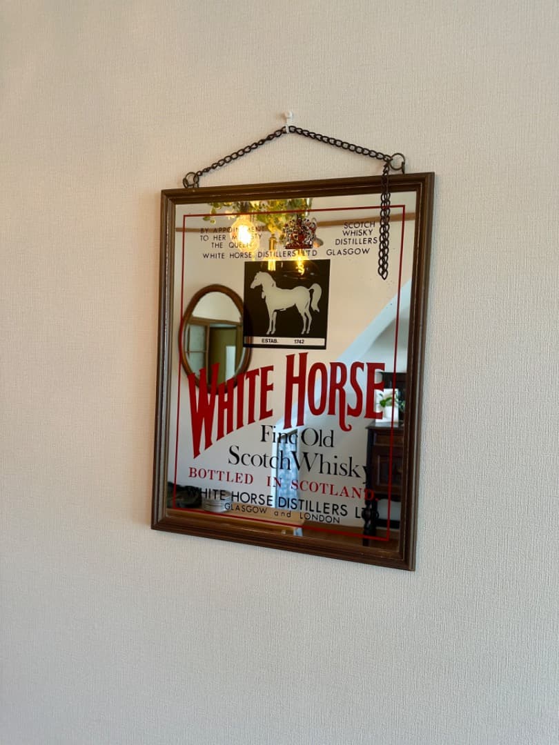 ビンテージ パブミラー WHITE HORS スコッチウィスキー イギリス