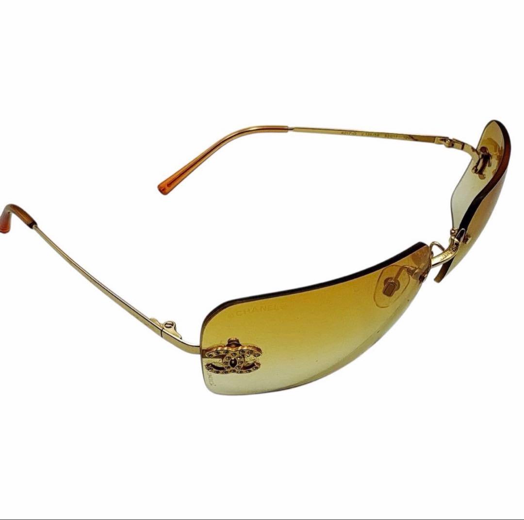 シャネル サングラス 4017-D ココマーク ラインストーン リムレス Y2K