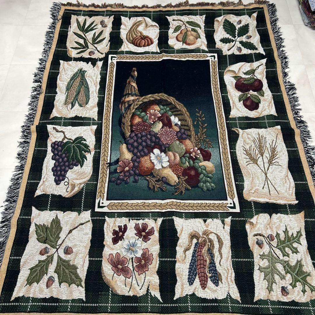 果物　野菜　マルチカバー　ソファーカバー　ヴィンテージラグ　172x132