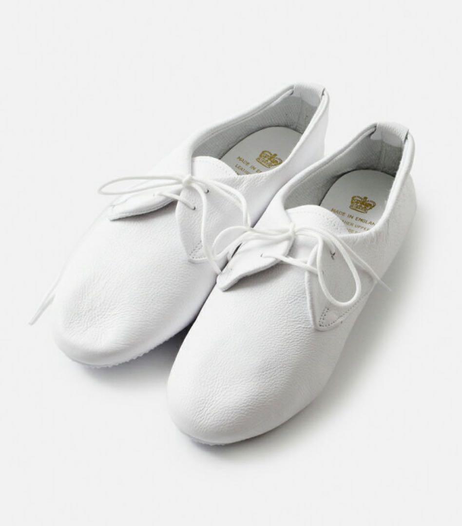 新品　CROWN トラベルシューズ　レースアップシューズ　レザー　白　サイズ5