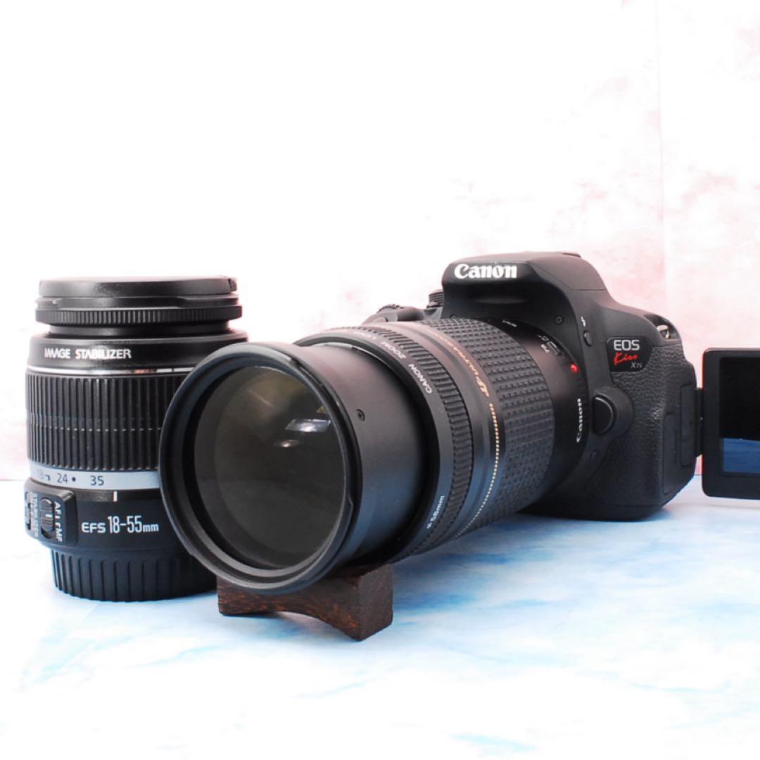 Canon Kiss X7i✨一眼レフカメラ✨手ぶれ補正＆超望遠のWレンズ