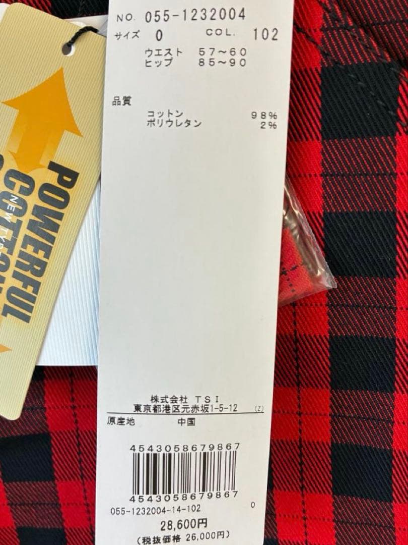 【新品】パーリーゲイツ レディース　ストレッチ　ショートパンツ　赤チェック柄