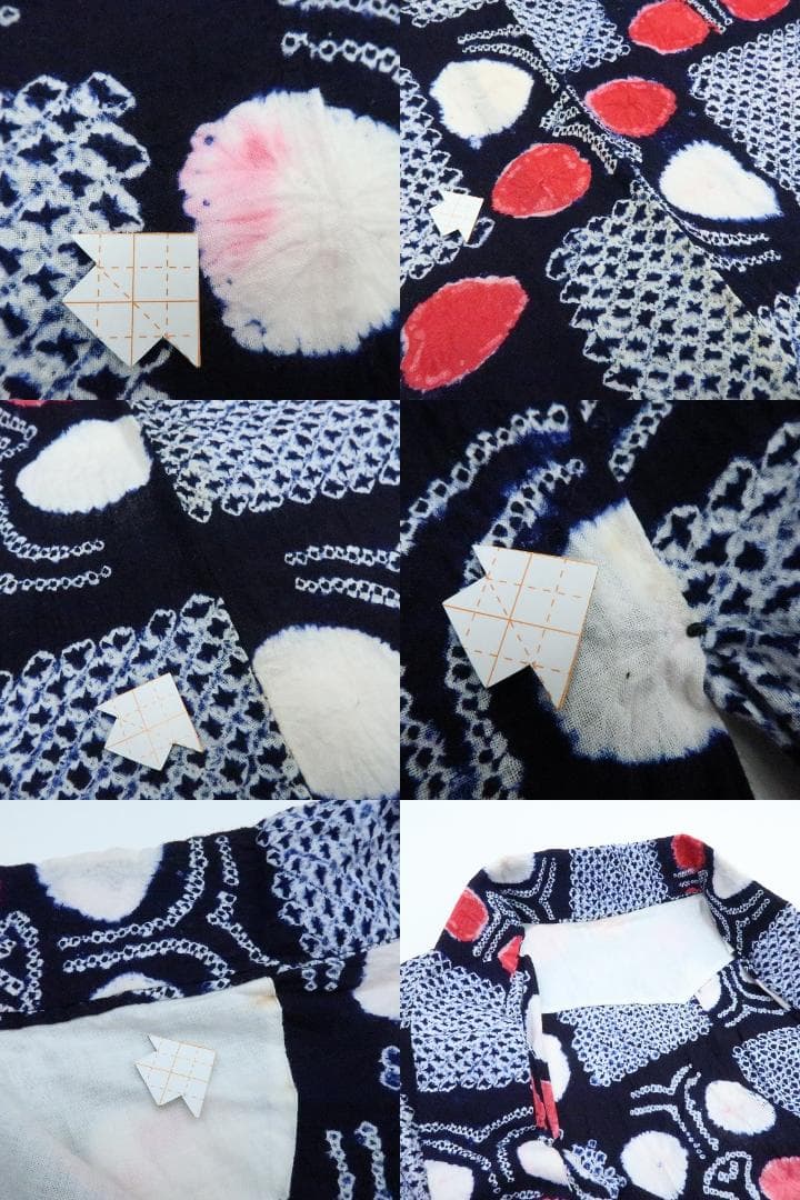 Y3283◆有松鳴海絞り 綿 仕付け糸付 手縫い仕立て 高級浴衣 洗える夏着物