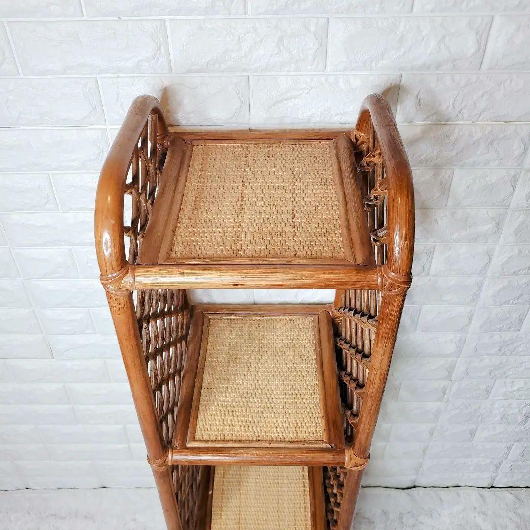 ヴィンテージ　Kazama　籐 ラタン シェルフ シェルフL　4段　自然素材