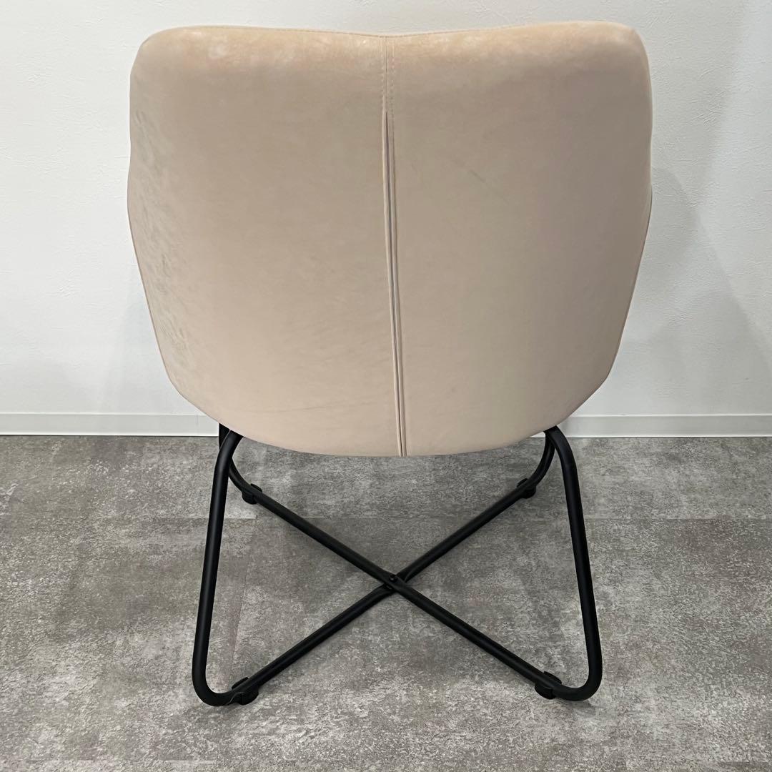 美品 ダイニングチェア ファブリックレザー アームチェア 接客椅子 カフェチェア