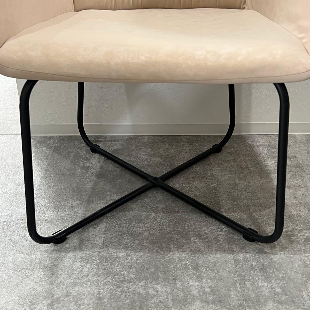 美品 ダイニングチェア ファブリックレザー アームチェア 接客椅子 カフェチェア