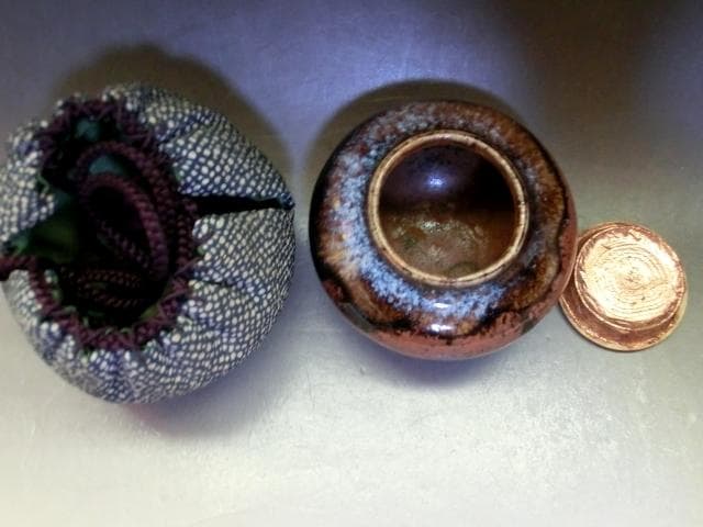 茶入■大海茶入れ こま塗り中棗 セット 独楽 古いお茶道具 時代物 骨董品■