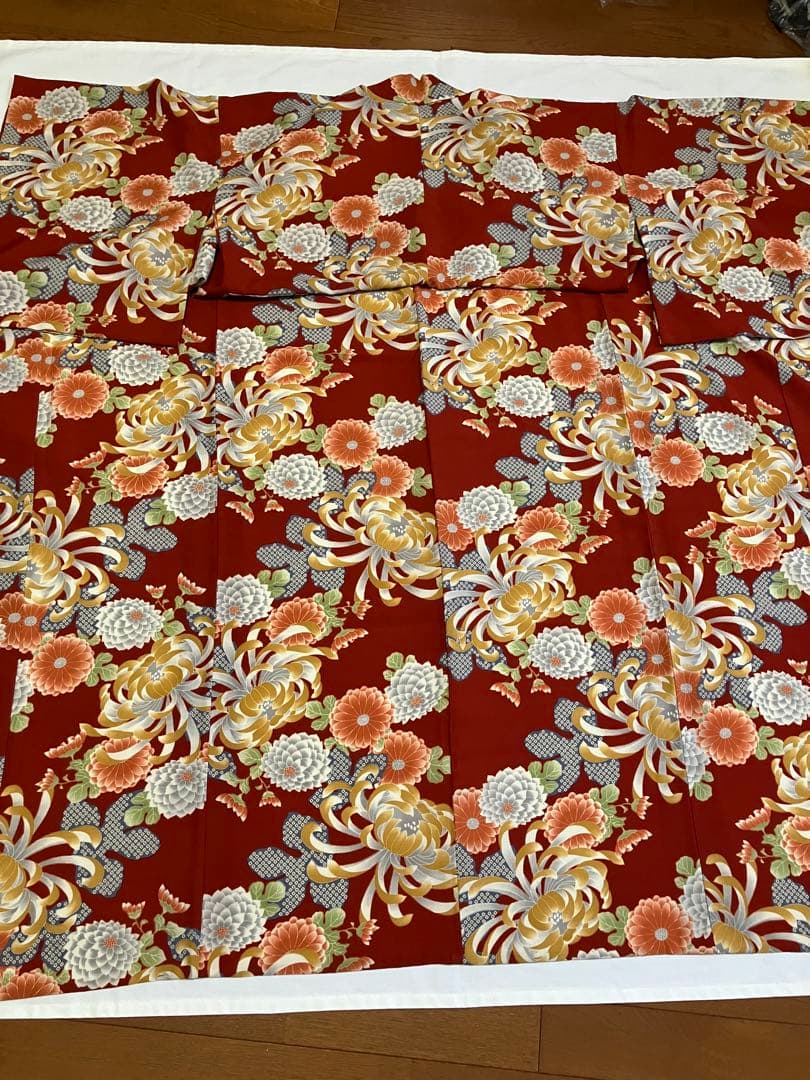 撫松庵　ポリエステル　レトロモダン　夏着物 洗える浴衣　菊　単品