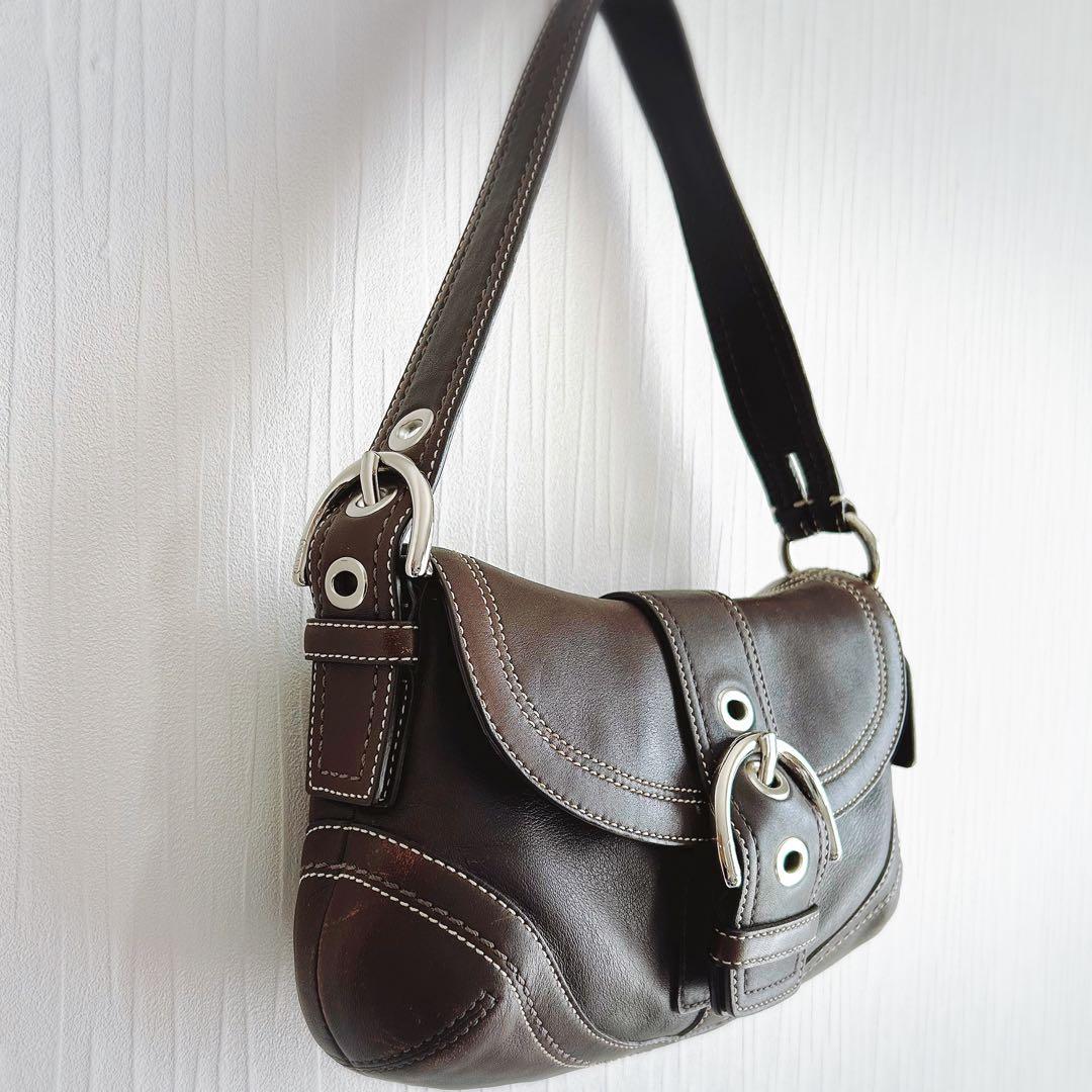 コーチ ソーホー ワンショルダーバッグ オールレザー ブラウン Y2K