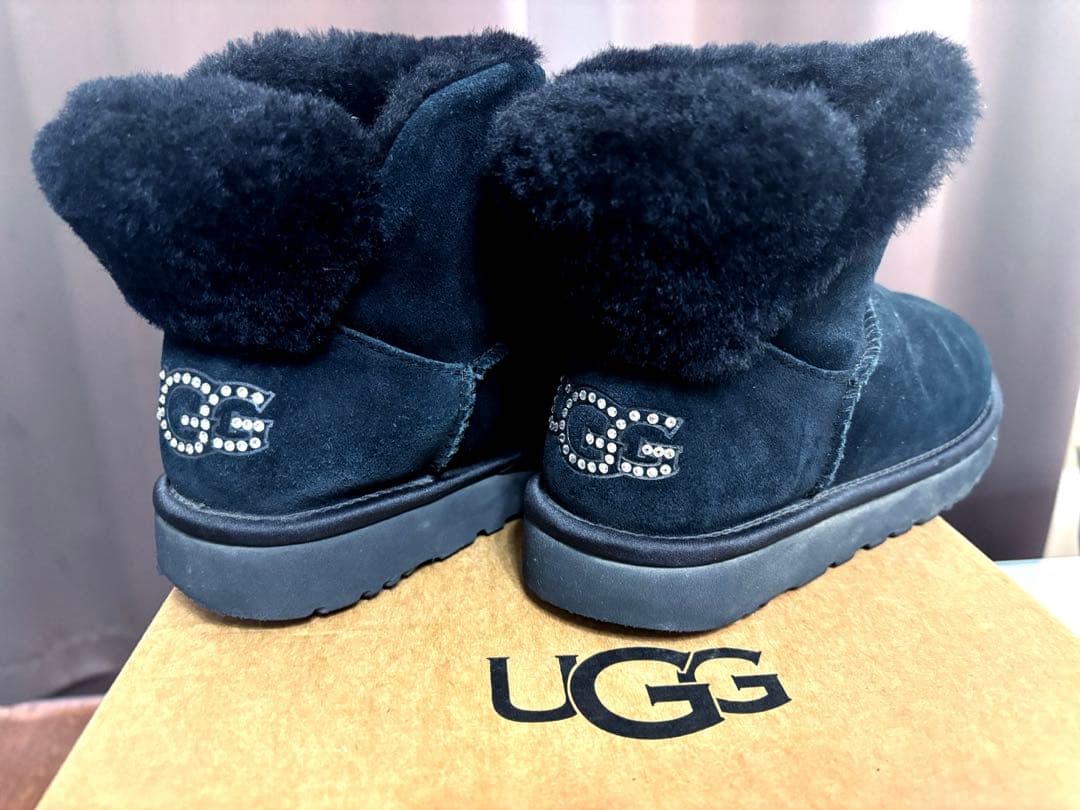 【美品】UGG ムートンブーツ ラインストーン ブラック
