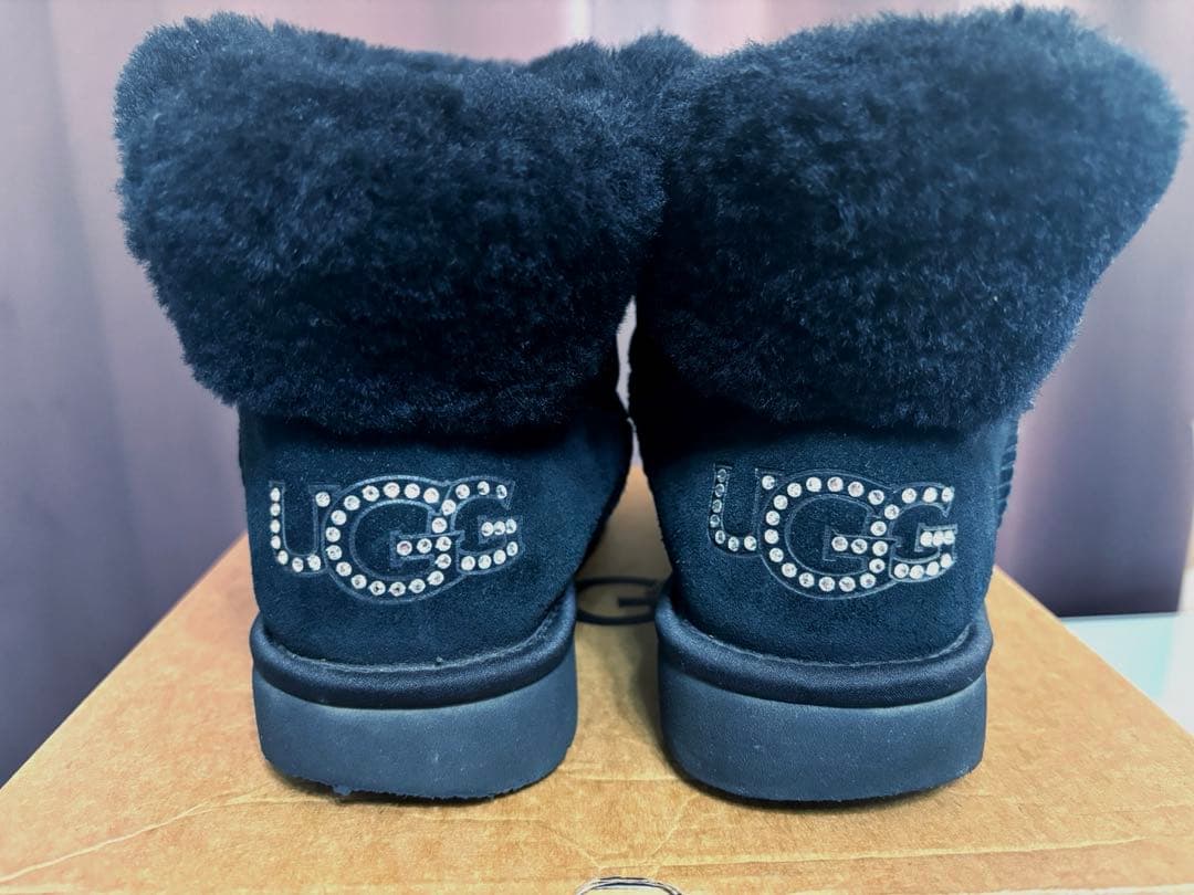 【美品】UGG ムートンブーツ ラインストーン ブラック