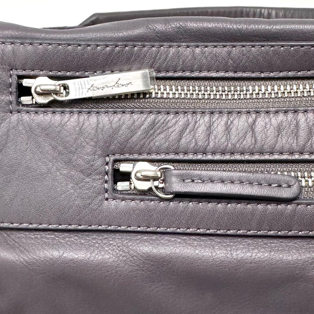 kawa-kawa ハトメ ボディバッグ Lサイズ レザー 赤みがかったグレー