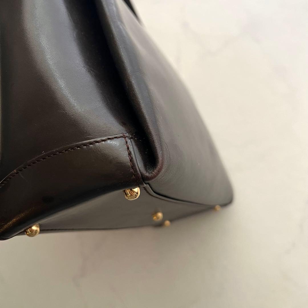 正規品 グッチ ショルダーバッグ ダークブラウン レザー 金具 ワンショルダー