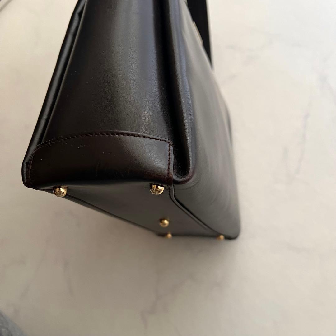 正規品 グッチ ショルダーバッグ ダークブラウン レザー 金具 ワンショルダー