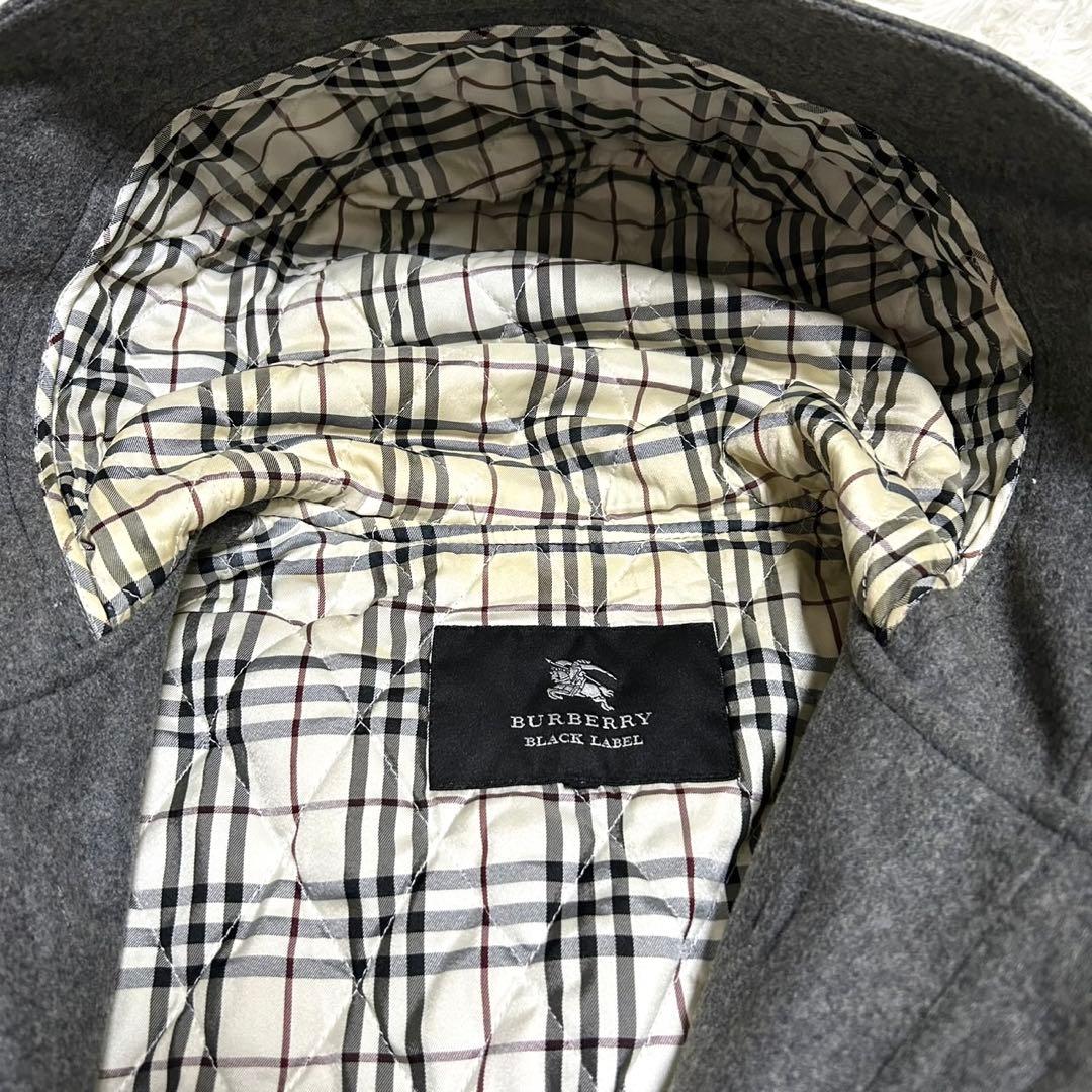バーバリーブラックレーベル　ダッフルコート　カシミヤ混　裏地キルティング　グレー