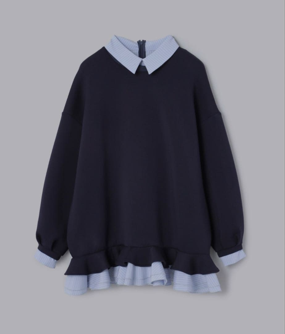 Olu. フリルレイヤードダンボールスウェット ネイビー 新品タグ付き